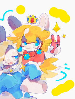 anthro arm_around_shoulders bent_leg blonde_hair blue_clothing blue_dress blue_ear_piercing blue_eyes blue_line_art blue_pupils blush blush_lines cellphone closed_smile clothed clothed_anthro clothed_female clothing crown dress duo ear_piercing electronics featureless_legs female female_anthro floating_crown fur gem hair hair_over_eye half-closed_eyes headgear holding_cellphone holding_object holding_phone light long_ears long_hair mitten_hands mouth_closed narrowed_eyes no_eyebrows noseless open_mouth phone piercing pink_clothing pink_shirt pink_tongue pink_topwear pupils ruby_(gem) sapphire_(gem) shirt simple_background sitting smile sparkles star_ear_piercing taking_picture taking_selfie tan_body tan_eyelids tan_inner_ear tan_skin tongue topwear white_background white_body white_fur renballball mario_bros mario_plus_rabbids_kingdom_battle mario_plus_rabbids_sparks_of_hope nintendo raving_rabbids rayman_(series) ubisoft rabbid_peach rabbid_rosalina lagomorph mammal rabbid 2022 colored colored_line_art crossover digital_drawing_(artwork) digital_media_(artwork) english_description japanese_description lighting shaded