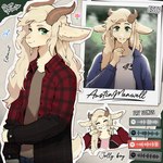 00niine 1:1 anthro austin_(00niine) bovid caprine clothed clothing eyes_closed femboy flannel_shirt freckles fully_clothed fur gender_symbol goat green_eyes hair hi_res horizontal_pupils horn long_hair looking_at_viewer male mammal pupils shirt solo spotify symbol topwear white_body white_fur