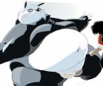 anthro balls belly blush duo genitals male moobs navel overweight overweight_male sigenoya takotyutyu ranma_1/2 genma_saotome ranma_saotome bear giant_panda human mammal 2019 hi_res