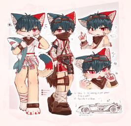 4_fingers anthro bag bandage belt blue_clothing blue_panties blue_striped_panties blue_underwear blush bodysuit boots bottomwear brown_belt brown_cape brown_clothing brown_footwear brown_shoes bulge cape car cat_tail claws clothed clothing cross-popping_vein dipstick_tail eyewear fingers footwear fur glasses goggles green_body green_ears green_fur green_hair green_tail hair hand_on_face headgear hug hugging_object hugging_plushie inner_ear_fluff jacket jacket_around_waist knee_boots knee_highs legwear looking_at_viewer male markings mask multicolored_body multicolored_claws multicolored_ears multicolored_fur multicolored_tail one_eye_closed one_legged_pants open_mouth panties pantsless pattern_bottomwear pattern_clothing pattern_panties pattern_underwear paws pink_paws plushie question_mark red_body red_bottomwear red_clothing red_ears red_eyes red_fur red_tail shark_plushie shirt shoes simple_background skinsuit smile solo standing striped_bottomwear striped_clothing striped_panties striped_underwear stripes tail tail_markings tan_body tan_fur text thigh_bags tight_clothing tired topwear tuft underwear vehicle wearing_mask whiskers white_clothing white_inner_ear white_inner_ear_fluff white_jacket white_topwear wristband bikabe3m yobotaji_(bikabe3m) domestic_cat felid feline felis mammal 2026 digital_media_(artwork) english_text hi_res watermark