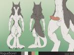 animal_genitalia anthro balls butt close-up erection front_view fully_sheathed genitals knot male penis pose rear_view sheath solo tail three-quarter_view shiuk roguebarret mammal sergal 2014 4:3 full-length_portrait hi_res model_sheet portrait