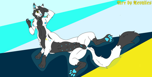 anus areola blue_anus blue_areola blue_flesh blue_inner_ear blue_insides blue_nipples blue_nose blue_pawpads blue_vulva female female_taur fur genitals machine multicolored_body multicolored_fur nipples nude pawpads robotic_eyes solo unusual_anatomy unusual_insides vulva zevailes ava-01_(zevailes) android felid felid_taur feline feline_taur mammal mammal_taur robot robot_taur taur absurd_res hi_res