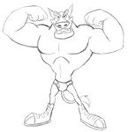 anthro briefs clothed clothing flexing footwear male muscular muscular_anthro muscular_male open_mouth shoes simple_background smile solo teeth_showing tighty_whities topless underwear white_background white_briefs white_clothing white_underwear thegreatmatsutzu activision crash_bandicoot_(series) tiny_tiger dasyuromorph mammal marsupial recently_extinct_species thylacine black_and_white monochrome sketch