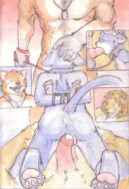 4_toes adolescent age_difference anthro anus backsack balls bdsm blue_body blue_fur blue_tail bodily_fluids bondage bound brown_body brown_fur brown_hair butt collar countershading cum cum_in_ass cum_inside cum_on_penis cutaway dog_tags dominant dominant_male ears_back erection eyebrows eyes_closed eyewear feet fellatio forced forced_oral front_view fur genital_fluids genitals glasses grin group group_sex hair half-erect hand_grab hands_behind_back hands_tied head_grab holding_leash holding_object humanoid_genitalia humanoid_penis interspecies knot larger_dom larger_male leash leash_pull leg_grab looking_pleasured male male/male male_penetrated male_penetrating male_penetrating_male multicolored_body multicolored_fur muscular muscular_anthro muscular_male nude older_male open_mouth oral oral_penetration penetration penile penis pink_penis pink_tongue pivoted_ears questionable_consent raised_tail rear_view restrained rope sex shoulder_blades side_view size_difference slim slim_anthro slim_male slim_sub smaller_male smile snout standing submissive submissive_male tail teacher threesome toes tongue tongue_out trio two_doms_one_sub two_tone_body two_tone_fur white_body white_fur young younger_male younger_penetrated nitrogen canid canine domestic_cat felid feline felis lion mammal pantherine painting_(artwork) traditional_media_(artwork) traditional_painting_(artwork) traditional_watercolor_(artwork) watercolor_(artwork)