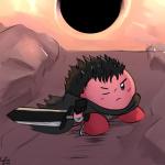 black_hair broadsword cosplay crossover_cosplay eclipse greatsword hair melee_weapon not_furry sword weapon coffeeslice berserk_(series) kirby_(series) nintendo super_smash_bros. guts_(berserk) kirby waddling_head 1:1 crossover hi_res