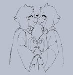 blush blush_lines breasts cute_fangs duo eyes_closed fangs female female/female floppy_ears hand_holding heart_symbol horn nose_to_nose selfcest simple_background square_crossover teeth pixelatedengie undertale_(series) toriel boss_monster_(undertale) bovid caprine goat humanoid mammal 2024 sketch