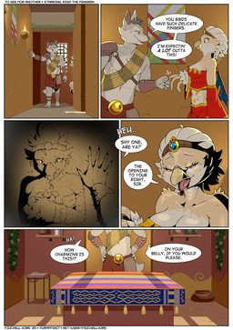 anthro beak duo female inside kabedon male speech_bubble text fidchellvore avian canid canine canis mammal wolf 2025 comic english_text