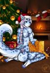 anthro biped blue_eyes blue_rose braided_hair christmas_tree female fire flower garland gift hair holidays inside nude plant rose_(flower) sitting solo tree unpacking white_hair eliana-asato christmas new_year kalmia felid leopard mammal pantherine 2014 digital_media_(artwork) hi_res