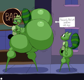 anthro bar_emanata bedroom_eyes belly big_butt bodily_fluids bottom_heavy butt butt_jiggle cheek_tuft chest_tuft clothing countershade_belly countershading curvy_figure duo emanata eyelashes facial_markings facial_tuft featureless_feet fedora feet femboy fur glistening glistening_butt green_body green_fur hat head_markings headgear headwear huge_butt huge_hips huge_thighs hyper hyper_butt hyper_hips hyper_thighs jiggling logo looking_back male markings mask_(marking) narrowed_eyes navel raised_tail seductive side_view size_difference small_waist sweat sweatdrop tail text thick_thighs thong tongue tongue_out tuft underwear walking wide_hips thatdawgmurray happy_tree_friends lifty_(htf) shifty_(htf) mammal procyonid raccoon aliasing artist_logo artist_name digital_media_(artwork) english_text hi_res signature brother_(lore) brothers_(lore) sibling_(lore)
