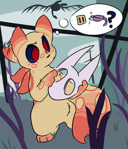 ambiguous_gender ear_flick feral freckled_back freckled_face freckles fur furrowed_brow grass holding_mask holding_object looking_at_object outlet outside plant plug pupils red_pupils sky solo solo_focus tan_body tan_fur thinking thought_bubble thoughtful_expression neoncityrain rain_world videocult polaris_chandran_(neoncityrain) the_unbound_(neoncityrain) cyan_lizard_(rain_world) lizard_(rain_world) slugcat vulture_(rain_world)