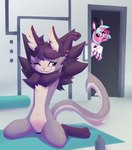 anthro duo female one_eye_closed smile stretching wink senaelik floraverse lily_(floraverse) neon_(floraverse) domestic_cat felid feline felis mammal absurd_res hi_res