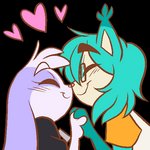 anthro blue_body blue_fur blush duo eyewear female fur glasses hand_holding heart_symbol long_ears love male nose_to_nose purple_body purple_fur romantic romantic_couple ashley_nichols hunicast hunibun kovicat felid lagomorph leporid mammal rabbit 1:1 alpha_channel