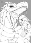 anthro bodily_fluids claws duo extreme_size_difference female female/female finger_claws grey_background holding_another imminent_vore mouth_shot open_mouth saliva saliva_string sharp_teeth simple_background size_difference surprised_expression teeth tongue tongue_out allsonwa jara_(allsonwa) wanee_(allsonwa) canid canine carcharodontosaurid dinosaur fox giganotosaurus mammal prehistoric_species reptile scalie theropod hi_res monochrome