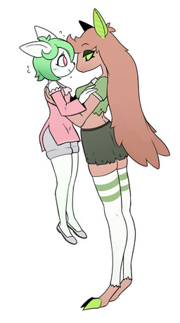 anthro blush bottomwear carrying_another clothing duo female female/female female_carrying_female footwear frilly frilly_clothing green_hair green_sclera hair holding_partner larger_female legwear long_hair pink_eyes pupils shoes shorts size_difference skirt smaller_female socks thigh_highs thigh_socks torn_clothing white_pupils sharkysocks farewell_eikon tall_woman_lifting_short_woman erica_(farewell_eikon) zarha_(farewell_eikon) arthropod insect lepidopteran mammal moth murid murine rat rodent hi_res meme
