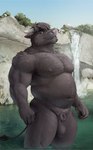 animal_genitalia anthro arm_tuft balls ear_piercing gauged_ear genitals horn looking_at_viewer male musclegut muscular muscular_male nipples nude pecs penis piercing shoulder_tuft smile solo standing tuft waterfall gigasaddle european_mythology greek_mythology minotaur_hotel mythology storm_(minotaur_hotel) bovid bovine cattle mammal minotaur alternate_version_at_source