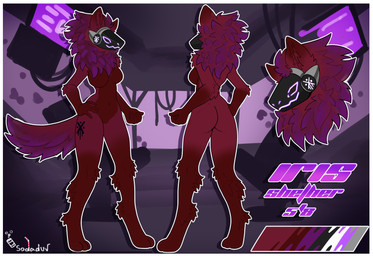 anthro border breasts female iris machine solo white_border sodaduv iris_(lanfenghuang) protogen absurd_res hi_res model_sheet