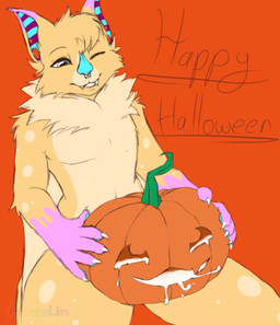 annixlin anthro bodily_fluids cum cum_inside cum_spurt ear_piercing fluffy food fruit fur genital_fluids hair holidays male male_penetrating nude one_eye_closed penetration piercing plant pumpkin ring_piercing sex simple_background smile solo text thick_thighs tuft wink cocknix halloween bat canid canine canis domestic_dog herding_dog hybrid mammal pastoral_dog welsh_corgi absurd_res digital_media_(artwork) hi_res