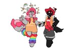 alternate_form alternative_fashion anthro anthrofied clothing dress duo feet female handpaw hindpaw hoodie leg_warmers legwear pawpads paws punk smile tail toony topwear ricecreamart nyan_cat_(copyright) nyan_cat tac_nayn domestic_cat felid feline felis mammal hi_res meme