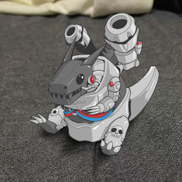 anthro back_cannon chibi grey_body humor machine metallic_body sitting skull_accessory solo text dramonbt bandai_namco digimon sitting_baby_alligator_meme digimon_(species) dinosaur machinedramon prehistoric_species reptile robot robot_anthro scalie absurd_res draw_over english_text hi_res meme