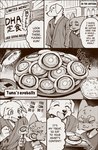 advertisement anthro bodily_fluids cafeteria cheek_tuft chopsticks comic_panel dialogue duo eating encouragement eyeball eyes_closed facial_tuft food male rice_bowl smile speech_bubble sweat sweatdrop text tuft whiskers dark_ishihara aoniya_yuudai kaneinu_kosuke canid canine canis domestic_cat domestic_dog felid feline felis fish mammal marine scombrid scombriform tuna absurd_res comic cross-hatching hatching_(art) hi_res shaded translated