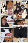 2017 anal anatomically_correct animal_genitalia animal_penis anus balls bodily_fluids border_collie butt canid canine canine_genitalia canine_penis canis collie comic cum deep_rimming detailed_background dialogue digital_media_(artwork) dobermann domestic_dog english_text erection fellatio feral feral_penetrated fur genital_fluids genitals great_dane group group_sex herding_dog heterochromia hi_res knot knot_in_sheath male male/male male_penetrated mammal mastiff molosser open_mouth oral pastoral_dog penetration penile penis pinscher rimming sex sheath sheepdog tailshigh text threesome tongue trio