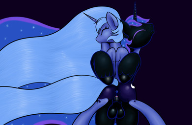 anus balls black_body black_fur blue_background blue_body blue_feathers blue_fur blue_hair crossgender cutie_mark duo eyes_closed feathered_wings feathers female female_penetrated feral from_front_position fur genitals hair horn long_hair lying male male/female male_penetrating male_penetrating_female mane on_back on_top penetration penile penile_penetration penis penis_in_vagina reverse_missionary_position sex simple_background square_crossover straddling vaginal vaginal_penetration vulva wings ragingsemi friendship_is_magic hasbro my_little_pony mythology nightmare_moon_(mlp) princess_luna_(mlp) equid equine mammal mythological_creature mythological_equine unicorn winged_unicorn