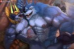 3:2 abdominal_bulge abs absurd_res anal anal_penetration anthro anthro_on_anthro anthro_penetrated anthro_penetrating anthro_penetrating_anthro balls beard biceps big_muscles big_penis blue_body blue_fur bodily_fluids canid canine canis clothing collar dislyte djoser_(dislyte) duo_focus ear_piercing erection eyewear facial_hair freddy_(dislyte) fur genital_fluids genitals gloves gold_(metal) gold_collar gold_mask group handwear hi_res horn huge_penis humanoid_genitalia humanoid_penis jackal lilith_games male male/male male_penetrated male_penetrating male_penetrating_male mammal metal_collar muscular muscular_anthro muscular_male nipples nude pecs penetration penile penile_penetration penis piercing precum red_sclera ring_piercing sander_(dislyte) scar sex size_difference sunglasses teeth vein veiny_penis white_body white_fur wolf wulfer-shepherd