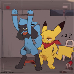 anal anal_penetration animal_genitalia animal_penis anthro balls basement black_penis bodily_fluids bound breath camera_view canine_genitalia canine_penis chair cutaway darkened_balls darkened_genitalia darkened_penis darkened_sheath detailed_background dripping duo electricity erection from_behind_position furniture genital_fluids genitals half-erect hands_above_head humanoid_genitalia humanoid_penis inside kerchief kerchief_only lipsticking low-angle_view male male/male male_penetrated male_penetrating male_penetrating_male mostly_nude navel neckerchief neckerchief_only neckwear open_mouth panting penetration penile penile_penetration penis penis_in_ass penis_tip precum precum_drip questionable_consent restraints sex sheath sloppy_seconds spread_legs spreading standing standing_sex stool conditional_dnp dacad nintendo pokemon generation_1_pokemon generation_4_pokemon pikachu pokemon_(species) riolu 2d_animation animated frame_by_frame no_sound short_playtime webm