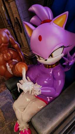 anthro balls big_balls big_breasts big_penis bodily_fluids bored breasts castle chair clothing cum cum_on_hand dark_body dark_skin dress duo excessive_cum excessive_genital_fluids female female_anthro female_focus furniture genital_fluids genitals glistening glistening_body glistening_skin handjob huge_balls huge_breasts huge_penis human_on_anthro hyper hyper_genitalia hyper_penis interspecies latex latex_clothing latex_dress male male/female male_human muscular penile penis princess purple_body purple_skin royalty sex thick_thighs throne wide_hips palisal sega sonic_the_hedgehog_(series) blaze_the_cat domestic_cat felid feline felis human mammal 3d_(artwork) 9:16 blender_(artwork) digital_media_(artwork) hi_res