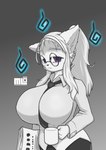 big_breasts breasts clothing exercise eyewear female fur glasses huge_breasts pince-nez purple_eyes round_glasses shirt solo topwear uniform white_body white_fur mi_lan milan_(mi_lan) felid feline mammal absurd_res hi_res