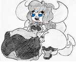 after_vore belly big_belly blue_eyes breasts duo female female_pred horn overweight simple_background thick_thighs vore white_background shar0makai demon 2023 sketch traditional_media_(artwork)