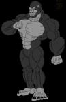 5_toes abs anthro barefoot big_muscles biped casual_nudity feet fist fur grey_body grey_fur grey_skin huge_muscles humanoid_feet humanoid_hands looking_aside looking_at_viewer male muscular muscular_anthro muscular_male nails nude orange_eyes pecs plantigrade simple_background smile solo standing toes transparent_background zgrooz ape gorilla haplorhine mammal primate alpha_channel full-length_portrait portrait