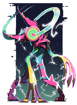 ambiguous_gender big_hands electricity looking_at_viewer multicolored_body rainbow_body simple_background solo sparklefur toony unusual_anatomy wire ash_garm deltarune undertale_(series) darkner werewire colorful_theme hi_res