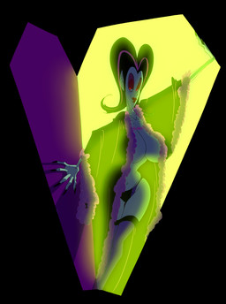 big_breasts black_hair breasts cleavage clothed clothing eyeshadow fangs female glowing glowing_eyes hair humanoid_pointy_ears jewelry legwear lipstick looking_at_viewer makeup multicolored_hair navel necklace nightgown not_furry panties pink_hair pointy_ears red_eyes red_eyeshadow red_lipstick small_waist solo standing stockings teeth two_tone_hair underwear slb geraldine_ruthmillen humanoid vampire 2014 absurd_res digital_media_(artwork) hi_res