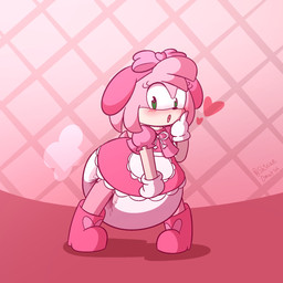 accessory anthro bent_over big_diaper blush boots clothing diaper dress exposed_diaper female footwear frilly frilly_clothing fur fur_tuft gloves green_eyes hand_to_face handwear headband heart_symbol pink_body pink_boots pink_clothing pink_dress pink_footwear pink_fur poof shoes solo spread_legs spreading tan_body tuft white_clothing white_gloves white_handwear dummydoodles sega sonic_the_hedgehog_(series) amy_rose eulipotyphlan hedgehog mammal 1:1 hi_res