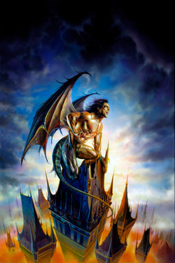 black_hair building cloud crouching destruction green_body green_scales hair macro male membrane_(anatomy) membranous_wings nipples nude open_mouth outside scales solo species_transformation tail tower transformation wings jon_sullivan mythology dragon human mammal mythological_creature mythological_scalie scalie 1998 absurd_res book_cover cover hi_res traditional_media_(artwork)