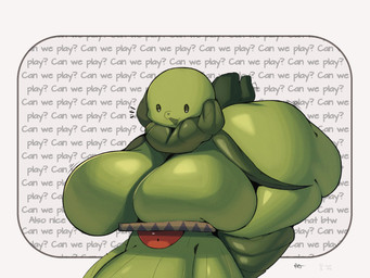 ambiguous_gender anthro bald big_breasts boob_hat breasts cactus duo featureless_breasts female floppy_ears front_view green_body huge_breasts huge_thighs hyper hyper_thighs lop_ears monotone_body nude nude_female open_mouth plant red_eyes simple_background text thick_thighs lightmizano spinacia-chan_(lightmizano) cactus_creature canid canine elemental_creature flora_fauna mammal 2026 4:3 digital_media_(artwork) english_text hi_res signature