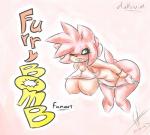 anthro big_breasts big_butt breasts butt clothing female hanging_breasts huge_breasts nipples nude one_eye_closed solo undressing wink dullvivid furry_bomb sega sonic_the_hedgehog_(series) amy_rose hi_res