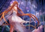 ambient_silhouette armlet braided_hair breasts choker clothed clothing cloud detailed_background dress female fully_clothed group hair insect_wings jewelry long_hair looking_back necklace night not_furry orange_hair outside plant rear_view red_eyes red_hair silhouette sky solo_focus standing star starry_sky trio wings asukaziye sword_art_online asuna_yuuki ambient_arthropod ambient_butterfly ambient_flier ambient_insect arthropod butterfly elf fairy humanoid insect lepidopteran mammal