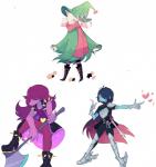 ambiguous_gender anthro clothed clothing eyewear female fur glasses group hair male scarf simple_background spikes thin_calves thin_legs thin_thighs trio charamells_(artist) deltarune undertale_(series) kris_(deltarune) ralsei susie_(deltarune) bovid caprine darkner goat human mammal reptile scalie 2018 digital_media_(artwork) hi_res