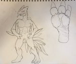 3_toes animal_genitalia anthro balls feet foot_focus genital_slit genitals hands_on_hips humanoid_feet male nude plantigrade pupils red_sclera simple_background slit_pupils soles solo standing toes white_background wrinkled_feet wrinkles 44vex nintendo pokemon vex_(44vex) generation_3_pokemon pokemon_(species) sceptile 2020 headshot_portrait hi_res model_sheet portrait sketch