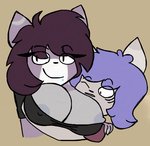 anthro big_breasts breast_grab breast_hug breast_squeeze breasts duo female hand_on_breast hug looking_at_breasts male male/female nipple_slip nipples one_eye_closed squeezing flufflewdzthings oliver_(flufflewdzthings) sesu_(flufflewdzthings) canid canine canis felid feline mammal wolf 2019 digital_media_(artwork)