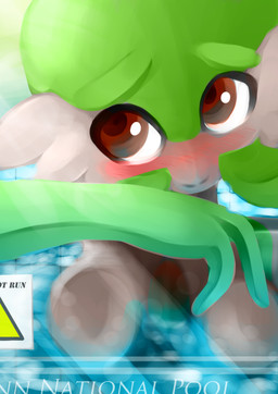 big_breasts blush breasts day female fingers hair looking_up not_furry nude outside red_eyes sky smile solo sun text water ashraely nintendo pokemon gardevoir generation_3_pokemon pokemon_(species) 2019 absurd_res digital_media_(artwork) hi_res