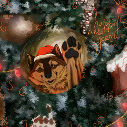 ambiguous_feral ambiguous_gender black_nose black_pawpads brown_body brown_eyes brown_fur christmas_clothing christmas_decorations christmas_headwear christmas_ornament clothing feral front_view fur glistening glistening_eyes hat headgear headwear holidays looking_at_viewer open_mouth open_smile ornament pawpads red_clothing red_hat red_headwear reflection santa_hat smile solo msdeadsoul christmas karn_(karn_the_wolf) canid canine canis mammal wolf 1:1 hi_res
