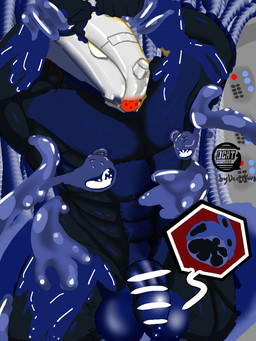 balls bdsm bondage bound corruption emasculation genitals humiliation latex male male_defunction masculine muscular nipples overwritien_sperm overwritten_genes penetration penis reprogramming slime solo spermicidal spermicidal_takeover tentacles testicles_stimulation urethral urethral_penetration virility virus dcatkuro bandai_namco digimon digimon_(species) wargreymon 3:4 story story_in_description