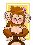 accessory anthro areola blush brown_areola crouching duo female flower flower_in_hair genitals hair hair_accessory hands_on_hips male male/female open_mouth plant pussy maio sega super_monkey_ball meemee haplorhine humanoid mammal monkey primate 3:4 absurd_res hi_res