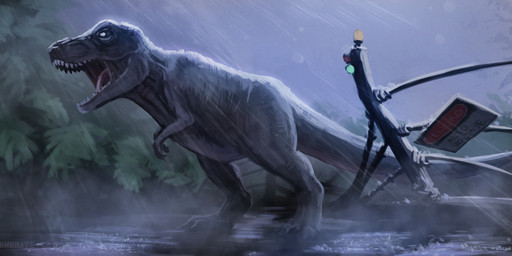 ambiguous_gender digitigrade female feral forest jungle nature nature_background open_mouth outside plant raining solo storm tail teeth tree werewolfdegenerate jurassic_park universal_studios dinosaur prehistoric_species reptile scalie theropod tyrannosaurid tyrannosauroid tyrannosaurus tyrannosaurus_rex digital_media_(artwork) digital_painting_(artwork) hi_res painting_(artwork) traditional_media_(artwork)