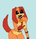 anthro bandage belt breasts claws crossgender female floppy_ears fur gesture hand_gesture mtf_crossgender orange_body orange_fur permanent_smile pointing pointing_at_another solo sun_pendant wide_hips worried worried_face worried_look zipper ki_kidrew mob_entertainment poppy_playtime smiling_critters dogday_(poppy_playtime) canid canine canis domestic_dog humanoid mammal hi_res