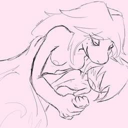 anthro bedding blanket breasts cuddling gynomorph gynomorph/male gynomorph_on_human human_on_anthro intersex intersex/male intersex_on_human interspecies male male_on_anthro spooning v.geneva deltarune undertale_(series) kris_dreemurr susie_(deltarune) dinosaur human mammal prehistoric_species reptile scalie 1:1 hi_res