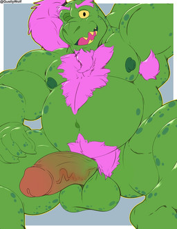 anthro armpit_hair balls barazoku belly belly_hair big_balls big_penis body_hair chest_hair elderly elderly_male erection facial_hair genitals glans goatee green_body hair hairy happy_trail humanoid_genitalia humanoid_penis hyper long_hair male mature_male muscular muscular_anthro muscular_male navel nipples nude overweight pecs penis pink_hair ponytail pubes smile solo vein veiny_penis incrediblecrocodile deltarune undertale_(series) gerson gerson_boom_(deltarune) reptile scalie turtle 2025